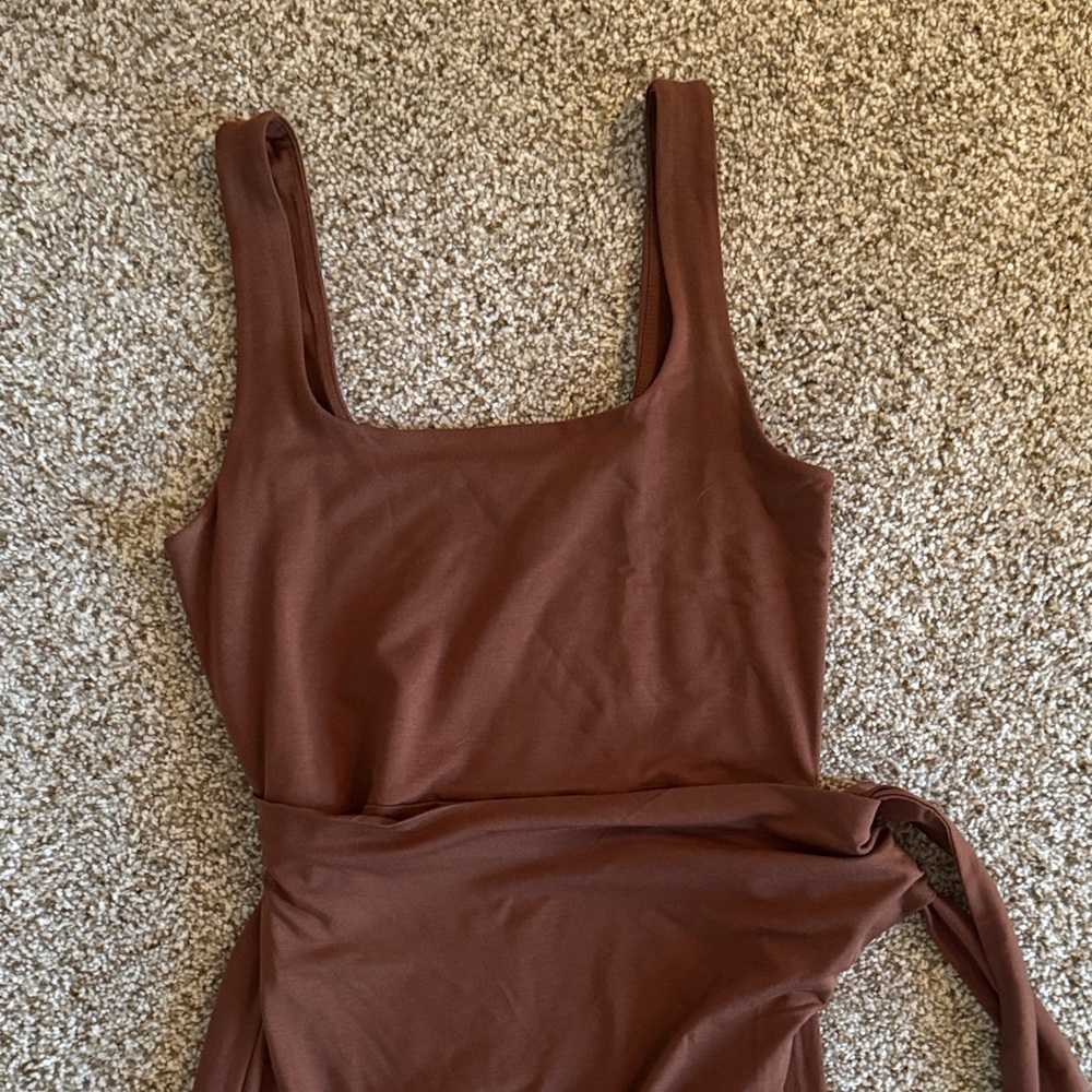 Quince Brown Midi Wrap Dress - Picture 6 of 8